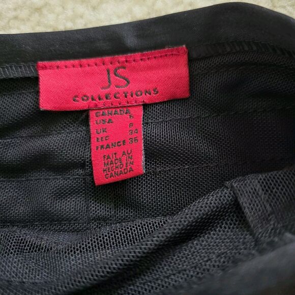 JS Collections Lord and Taylor Black Satin Ruffled Pencil Skirt Size 6 - Picture 2 of 10